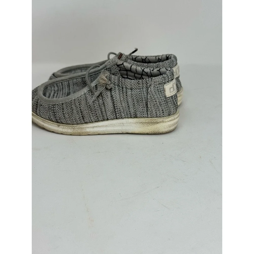 Hey Dude Wally Loafers Grey Knit‎ Slip On Shoes Kids Size 10 Everyday Casual